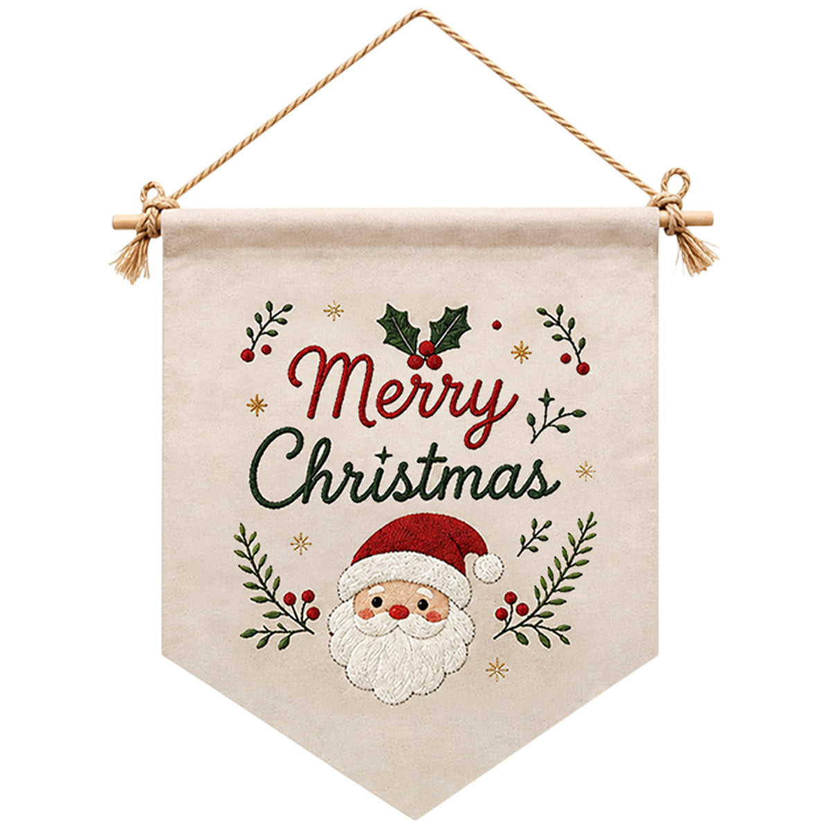 Santa Portrait - DIY Embroidery Cross Stitch Kit with Pattern Cotton Threads Needles Hoop 35×25.5CM/13.78×10.04in