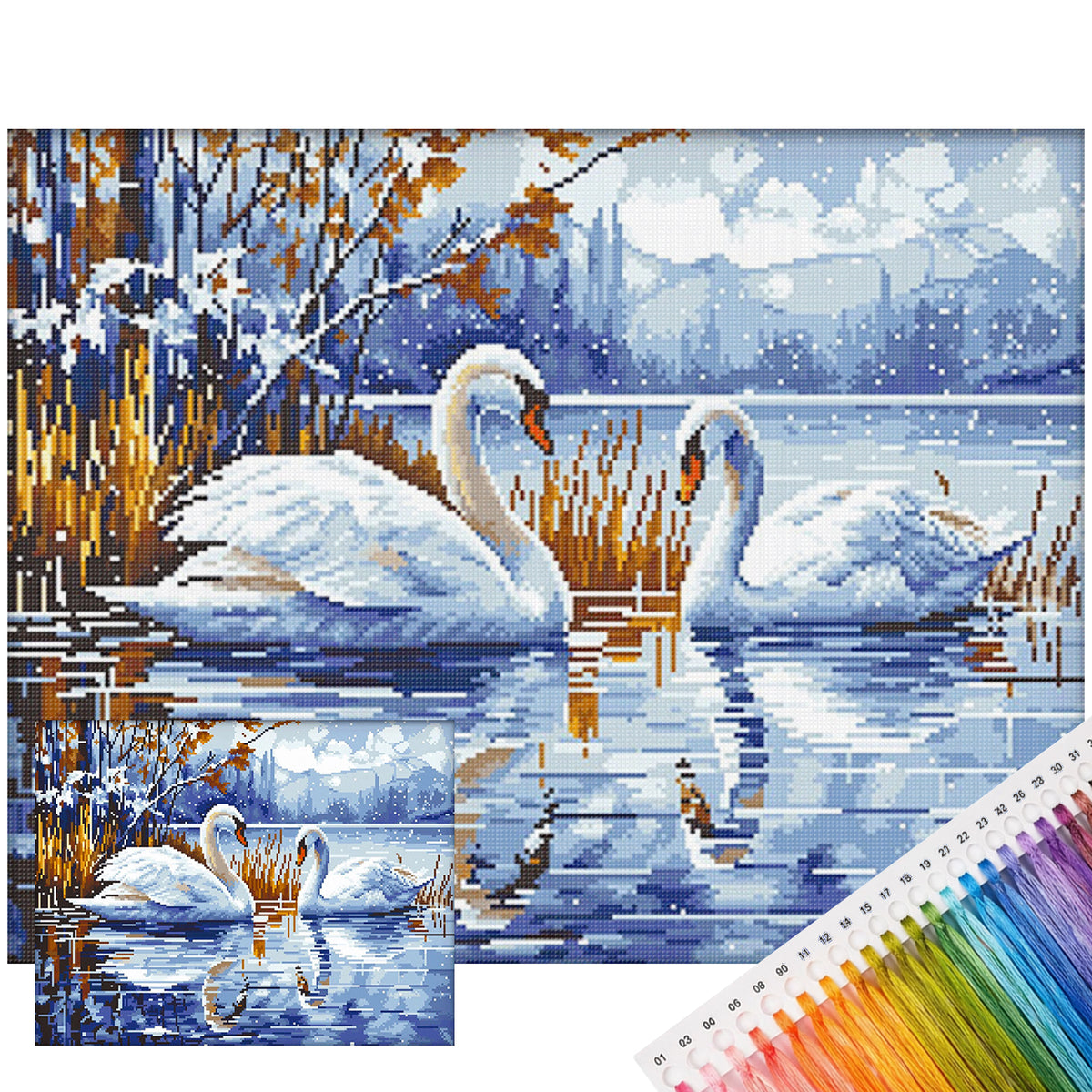 Swan - Full 14CT Stamped Cross Stitch 54x44CM - Cherish