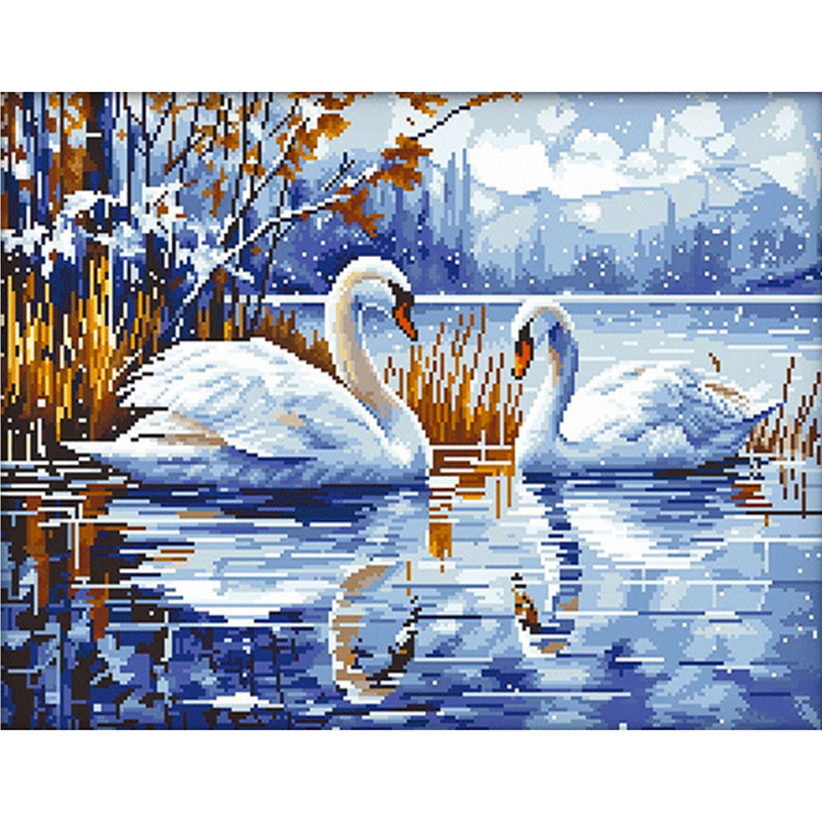 Swan - Full 14CT Stamped Cross Stitch 54x44CM - Cherish
