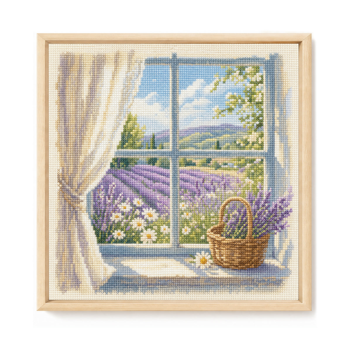 Lavendelblick - Vollständiges 11CT gestempeltes Kreuzstich-Set 45x45cm - Huacan