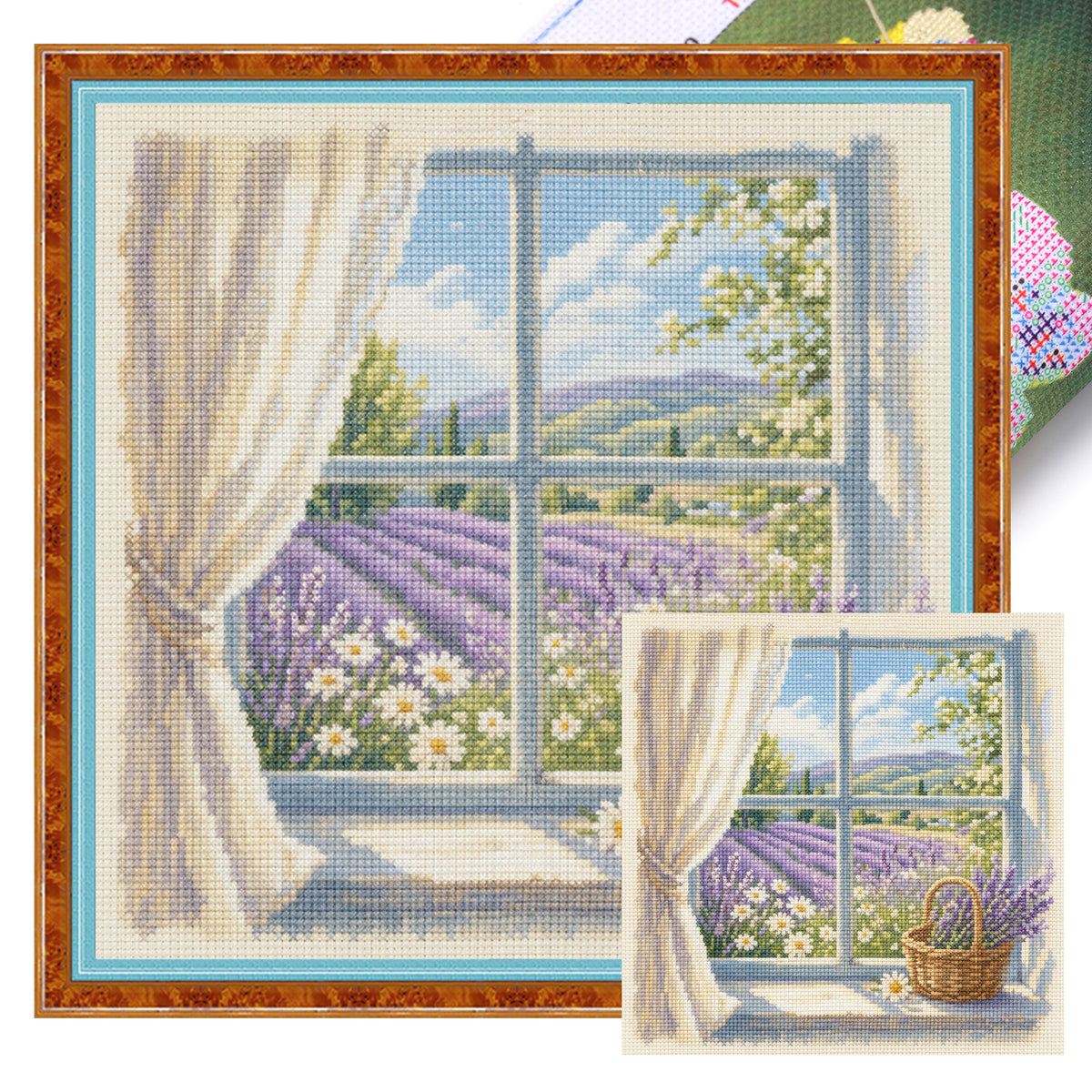 Lavendelblick - Vollständiges 11CT gestempeltes Kreuzstich-Set 45x45cm - Huacan