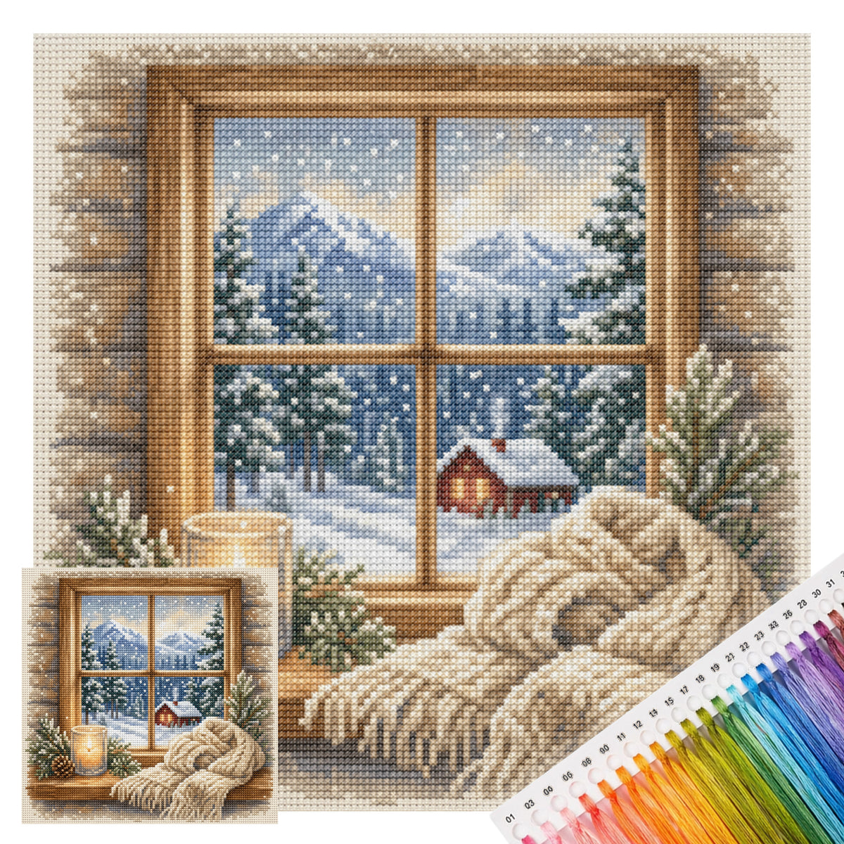Winter Hearth - Full 11CT Stamped Cross Stitch 45x45CM - Huacan