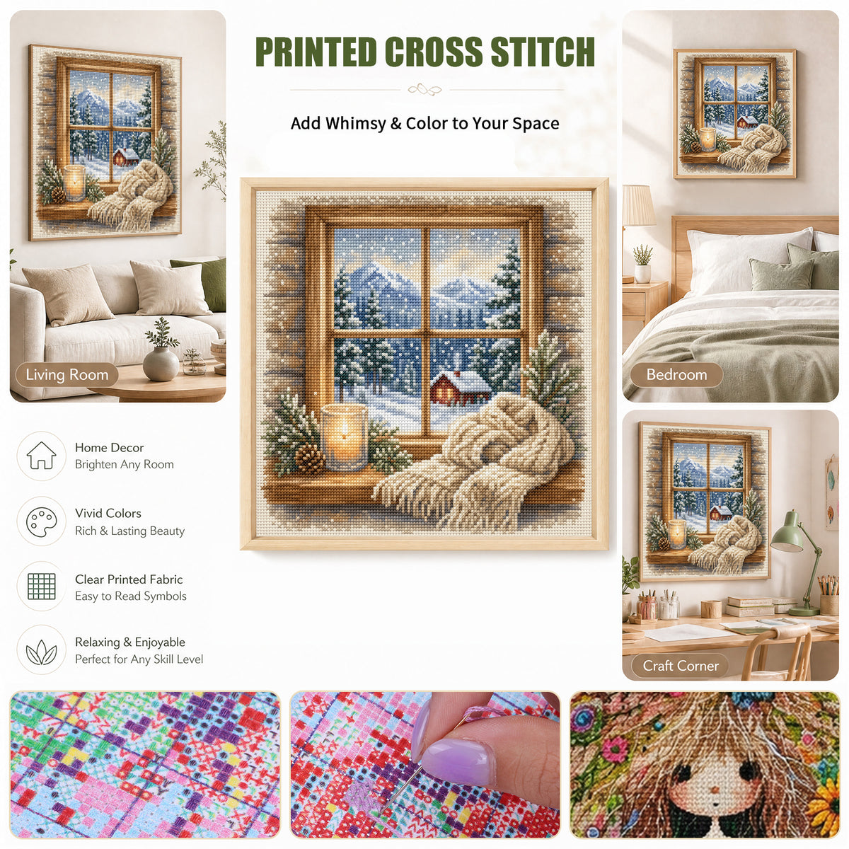Winter Hearth - Full 11CT Stamped Cross Stitch 45x45CM - Huacan
