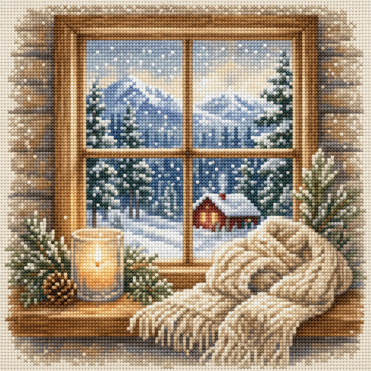 Winter Hearth - Full 11CT Stamped Cross Stitch 45x45CM - Huacan