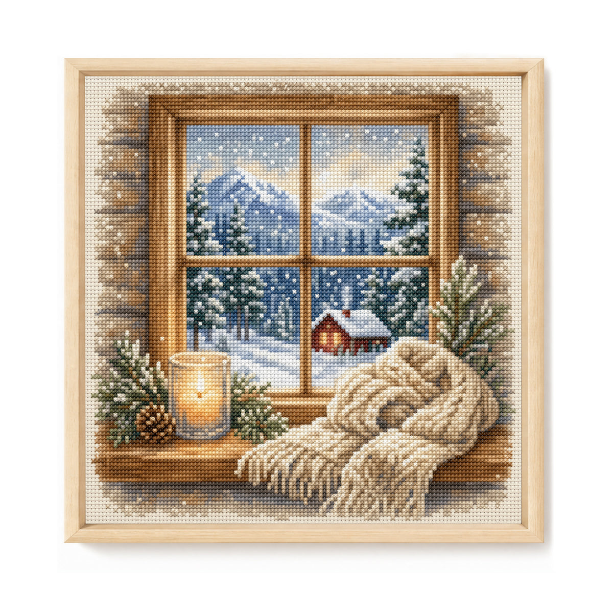 Winter Hearth - Full 11CT Stamped Cross Stitch 45x45CM - Huacan