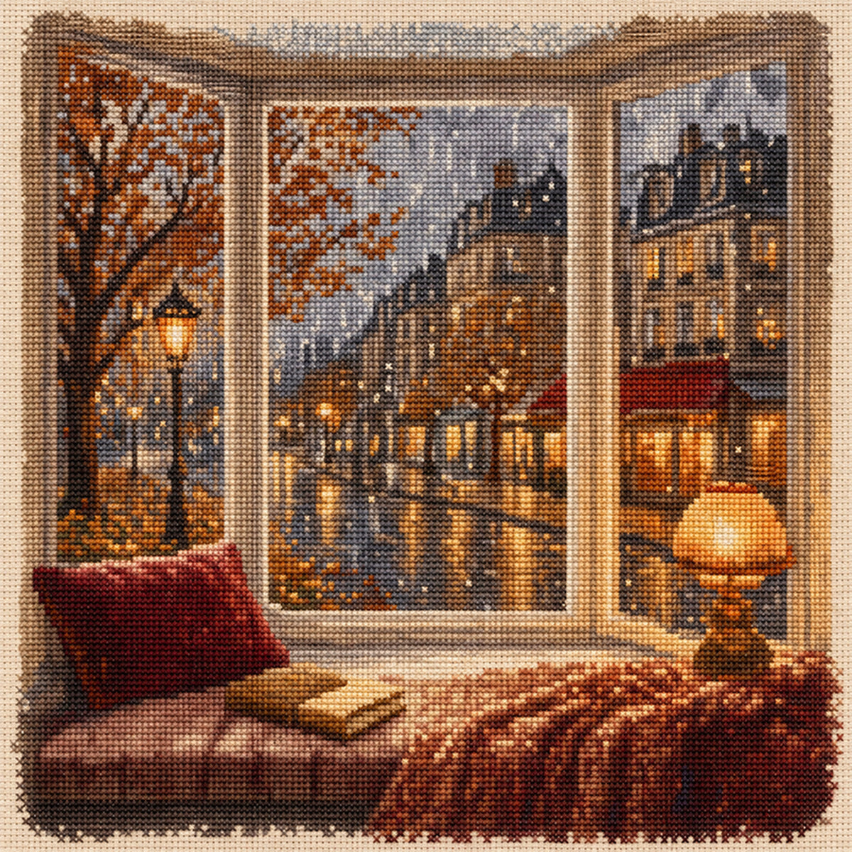 Urban Dusk - Full 11CT Stamped Cross Stitch 45x45CM - Huacan