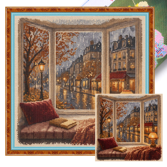 Urban Dusk – Vollständiges 11CT Stempel-Kreuzstich-Set 45x45 cm – Huacan