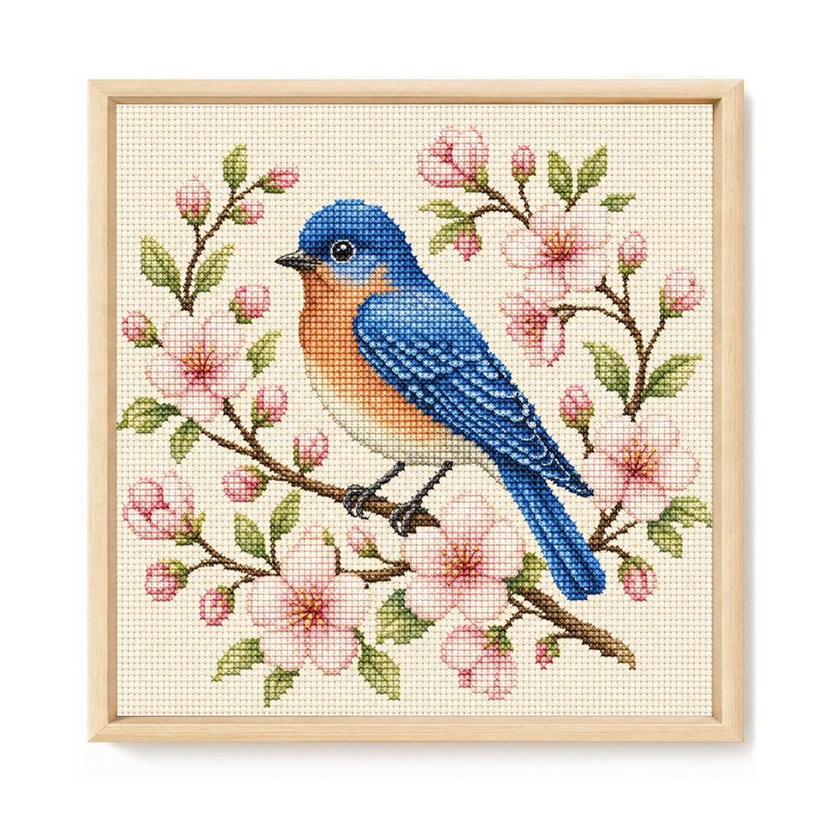 Spring Bluebird-Bird - Full 11CT Stamped Cross Stitch 40x40CM - Huacan