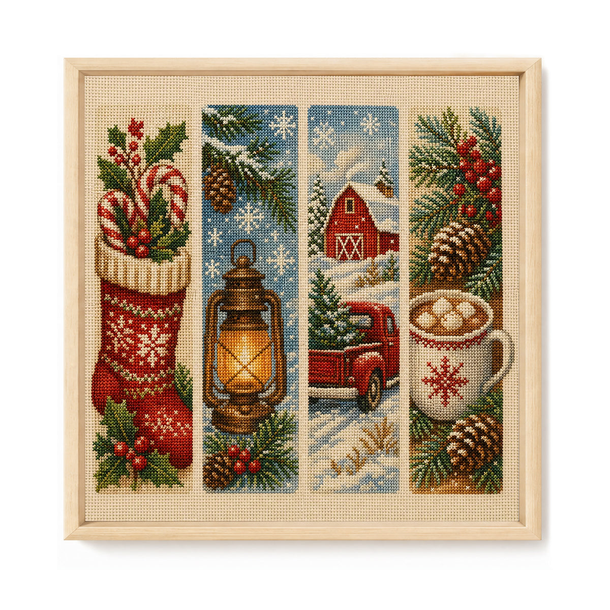 Xmas Tapestry - Full 11CT Stamped Cross Stitch 45x45CM - Huacan