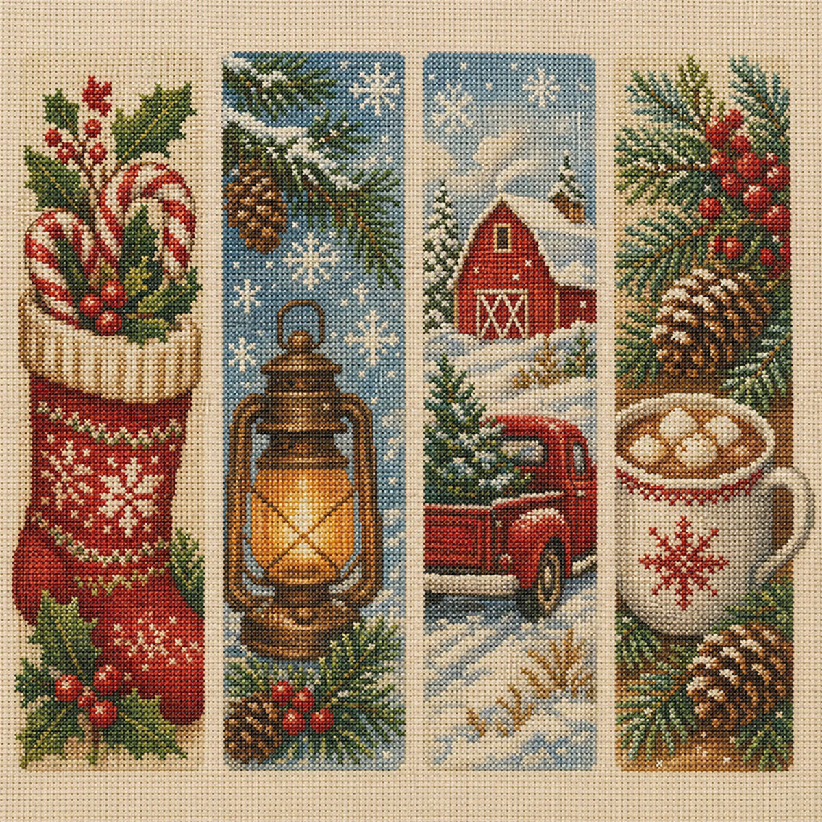 Xmas Tapestry - Full 11CT Stamped Cross Stitch 45x45CM - Huacan