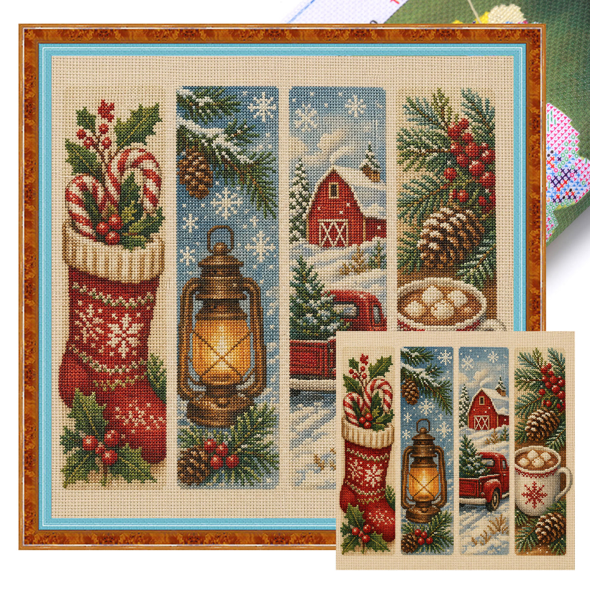 Xmas Tapestry - Full 11CT Stamped Cross Stitch 45x45CM - Huacan