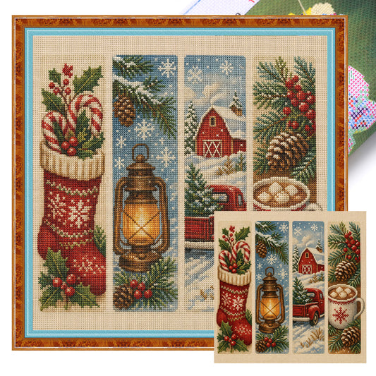 Weihnachtswandteppich – Vollständiges 11CT Stempel-Kreuzstich-Set 45x45 cm – Huacan