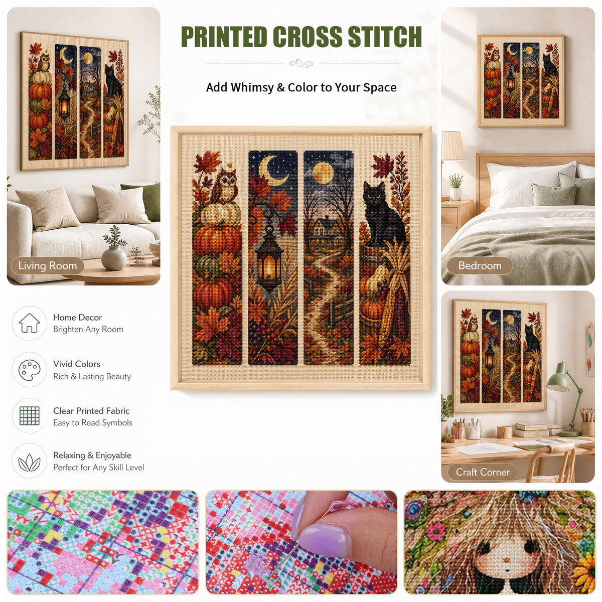 Fall Magic - Full 11CT Stamped Cross Stitch 45x45CM - Huacan