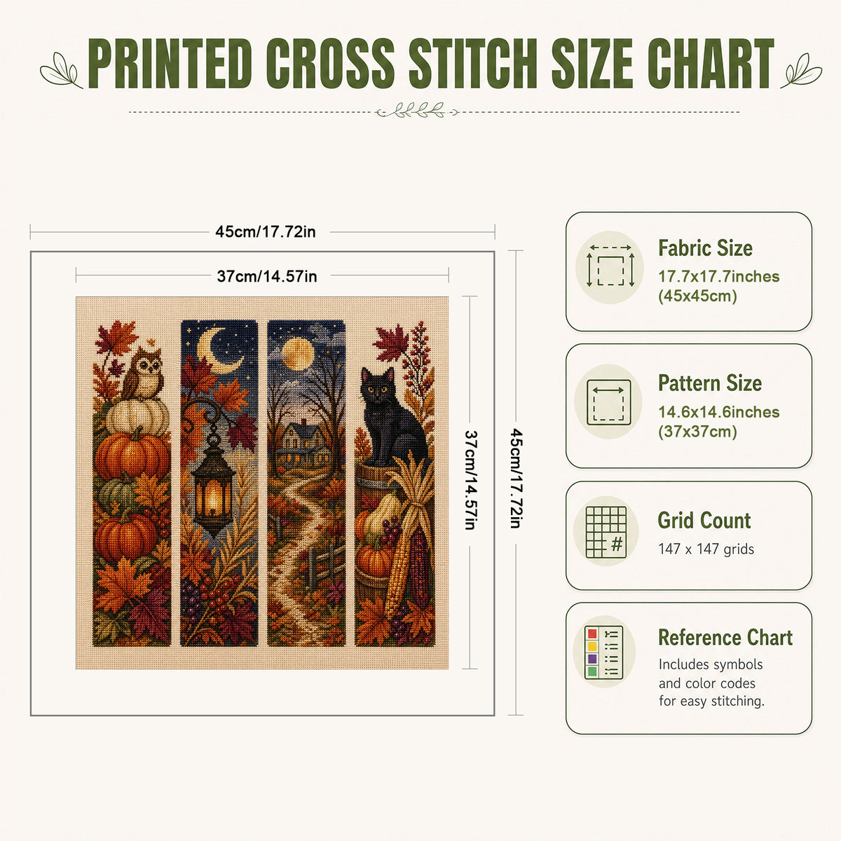 Fall Magic - Full 11CT Stamped Cross Stitch 45x45CM - Huacan