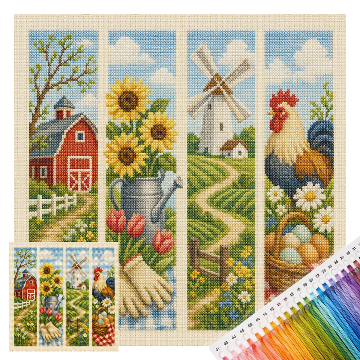 Farm Spring - Full 11CT Stamped Cross Stitch 45x45CM - Huacan