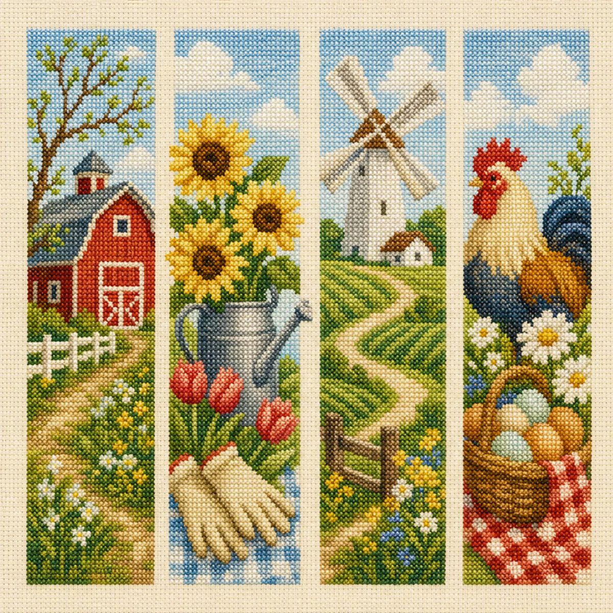 Farm Spring - Full 11CT Stamped Cross Stitch 45x45CM - Huacan