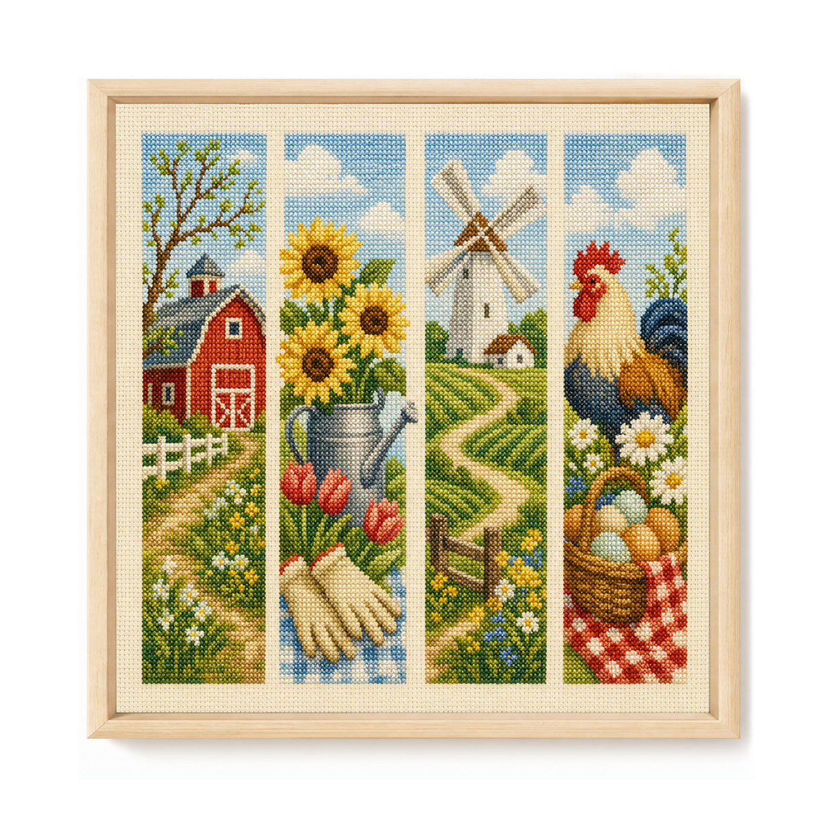 Farm Spring - Full 11CT Stamped Cross Stitch 45x45CM - Huacan
