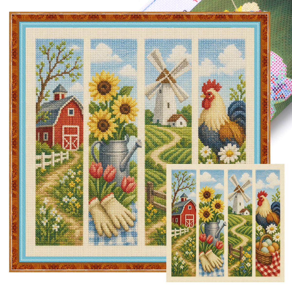 Farm Spring - Full 11CT Stamped Cross Stitch 45x45CM - Huacan