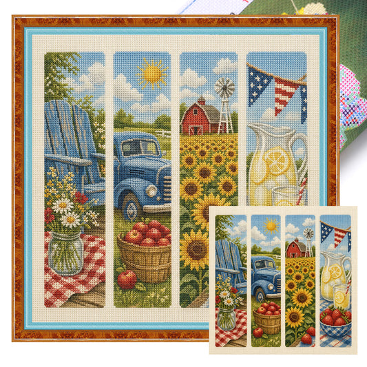 Sonniger Bauernhof - Vollständiges 11CT gestempeltes Kreuzstich-Set 45x45CM - Huacan