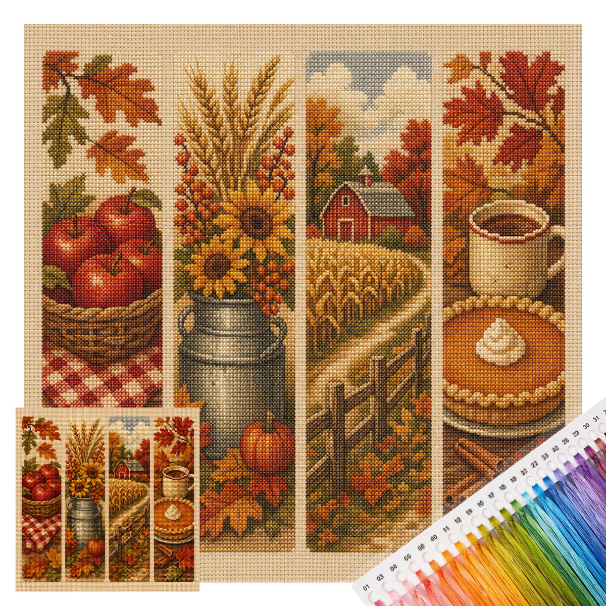 Golden Harvest - Full 11CT Stamped Cross Stitch 45x45CM - Huacan