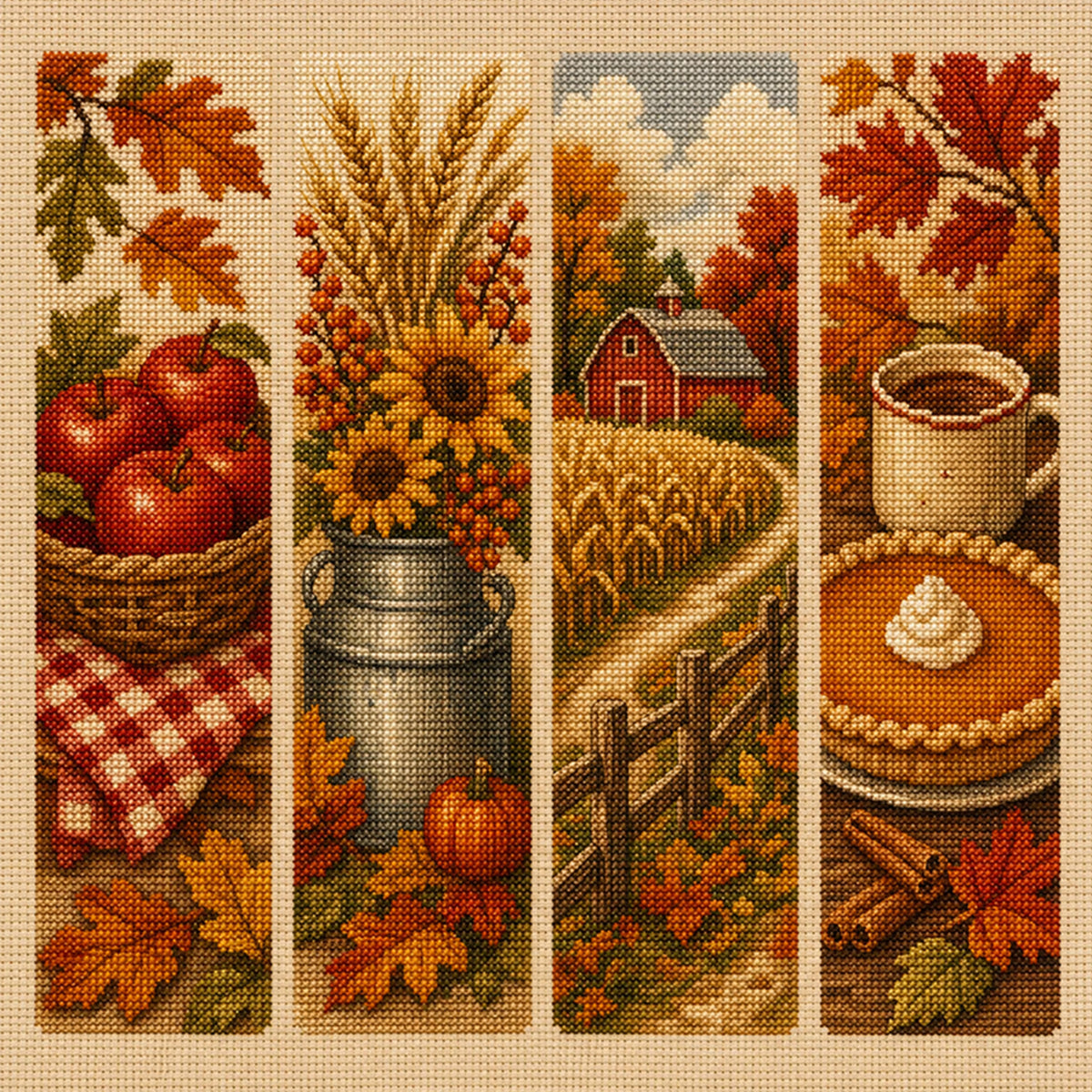 Golden Harvest - Full 11CT Stamped Cross Stitch 45x45CM - Huacan
