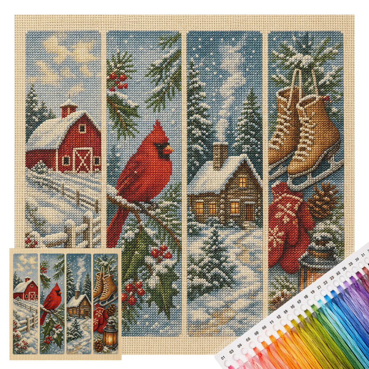 Winter Homestead - Full 11CT Stamped Cross Stitch 45x45CM - Huacan