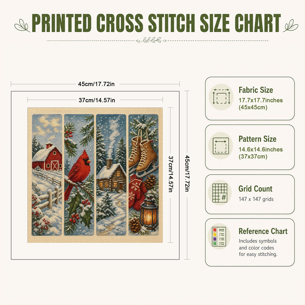 Winter Homestead - Full 11CT Stamped Cross Stitch 45x45CM - Huacan