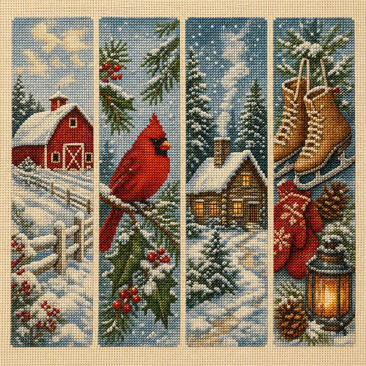 Winter Homestead - Full 11CT Stamped Cross Stitch 45x45CM - Huacan