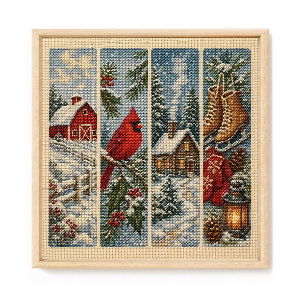 Winter Homestead - Full 11CT Stamped Cross Stitch 45x45CM - Huacan