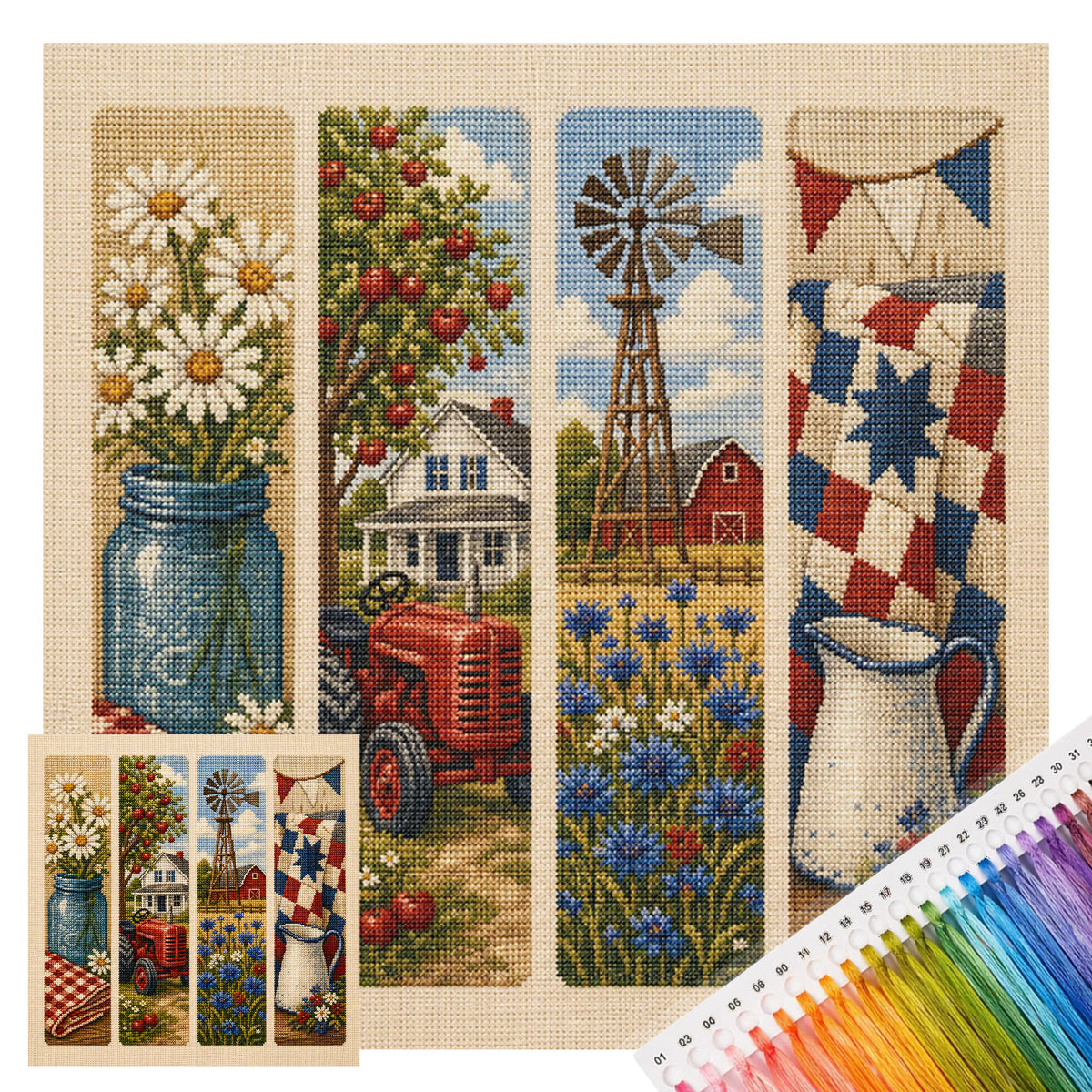 Vintage Farm - Full 11CT Stamped Cross Stitch 45x45CM - Huacan
