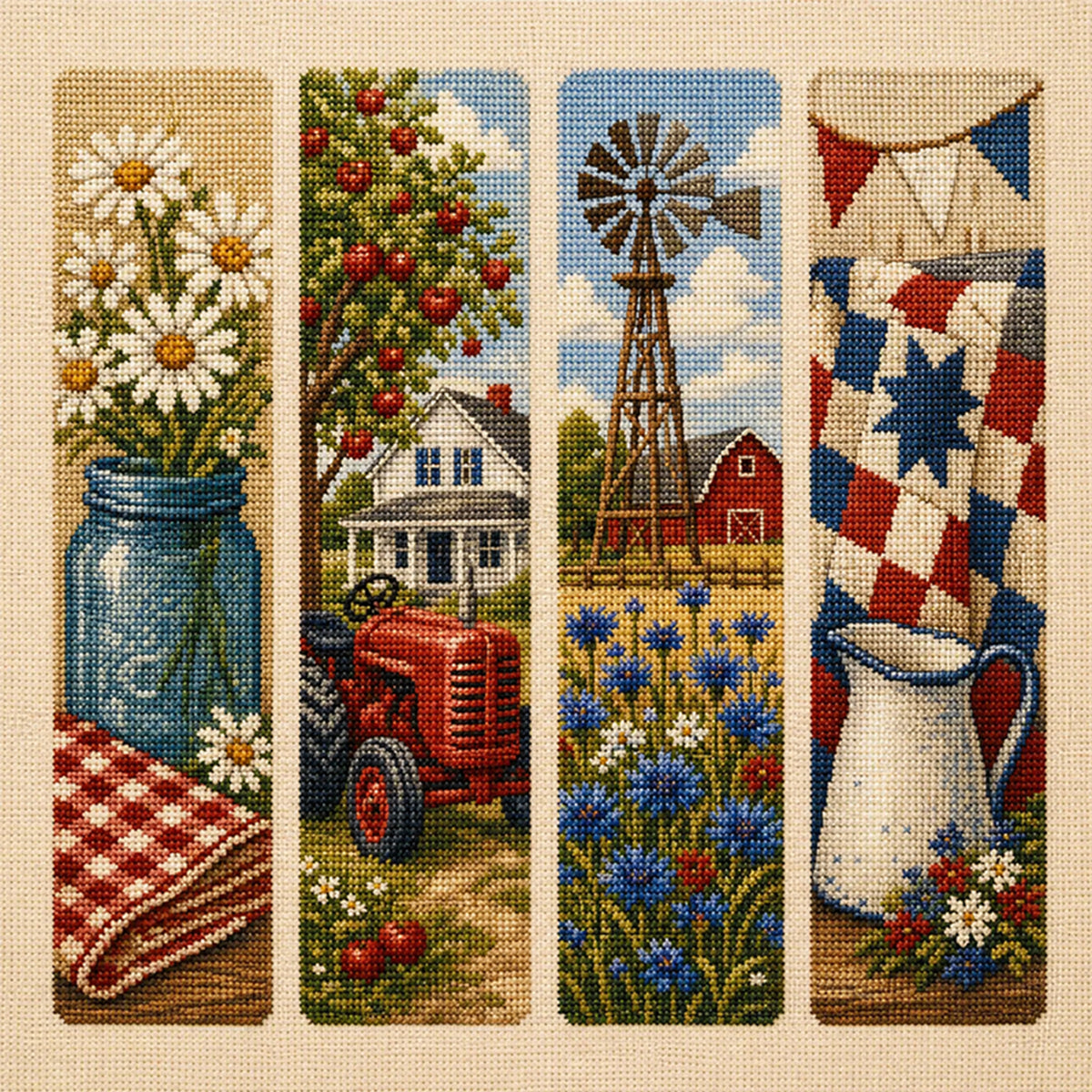 Vintage Farm - Full 11CT Stamped Cross Stitch 45x45CM - Huacan