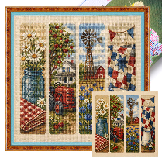 Vintage Farm - Vollständiges 11CT gestempeltes Kreuzstich-Set 45x45CM - Huacan