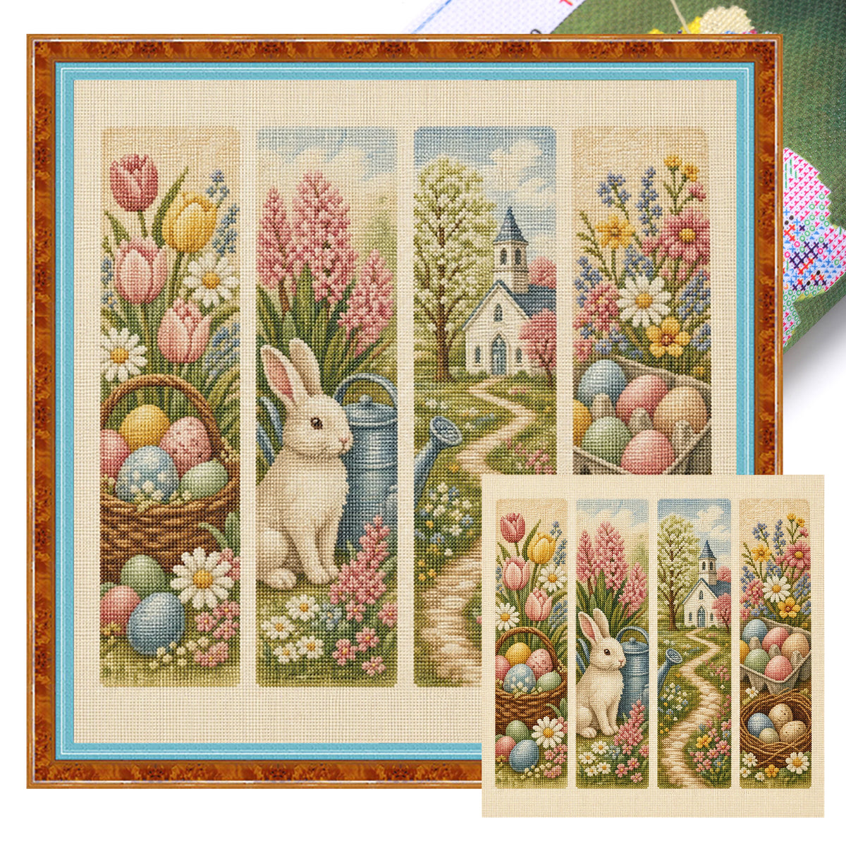 Spring Easter - Full 11CT Stamped Cross Stitch 45x45CM - Huacan