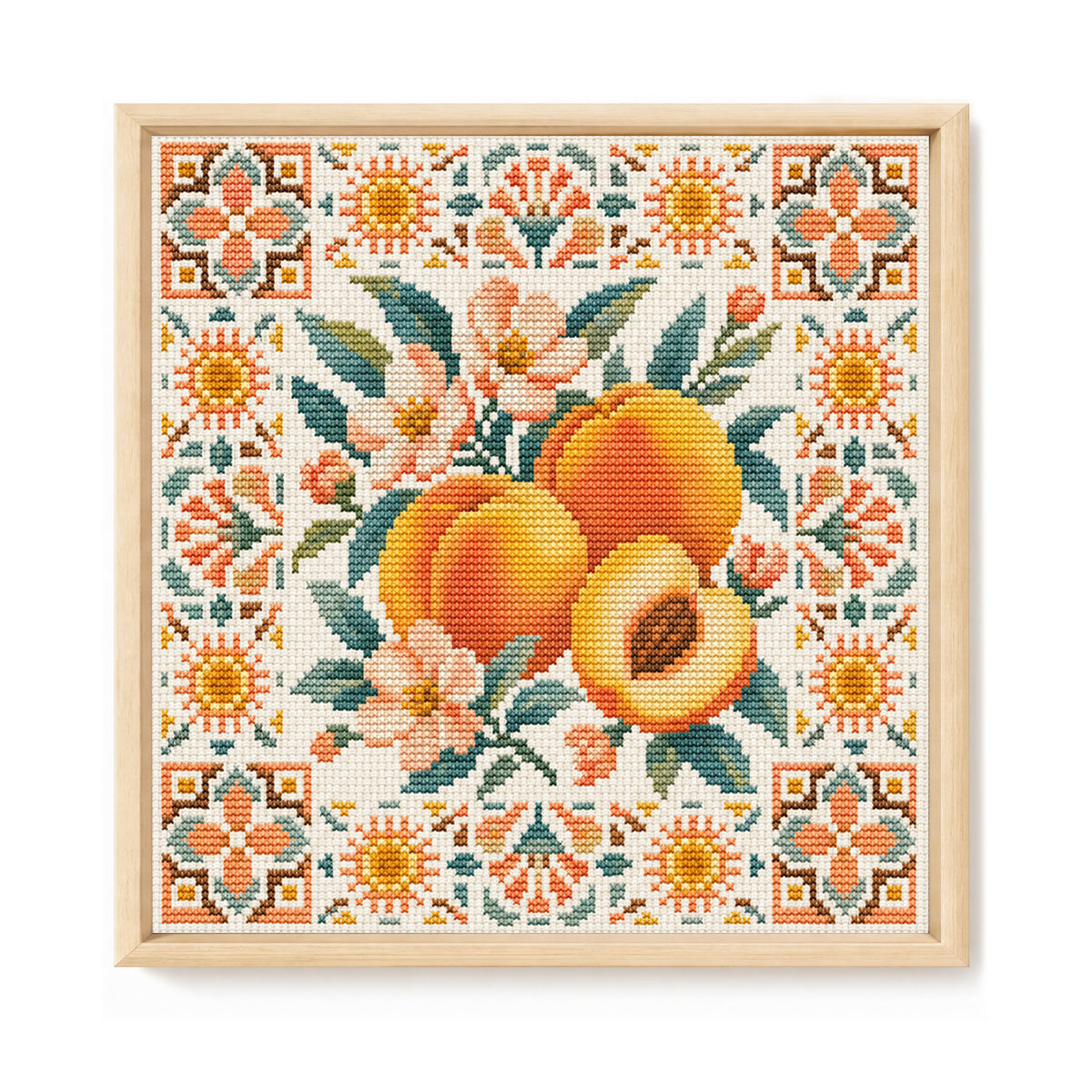 Peach Time - Full 14CT Stamped Cross Stitch 26x26CM - Huacan