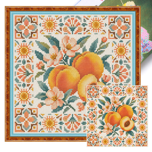 Peach Time - Full 14CT Stamped Cross Stitch 26x26CM - Huacan