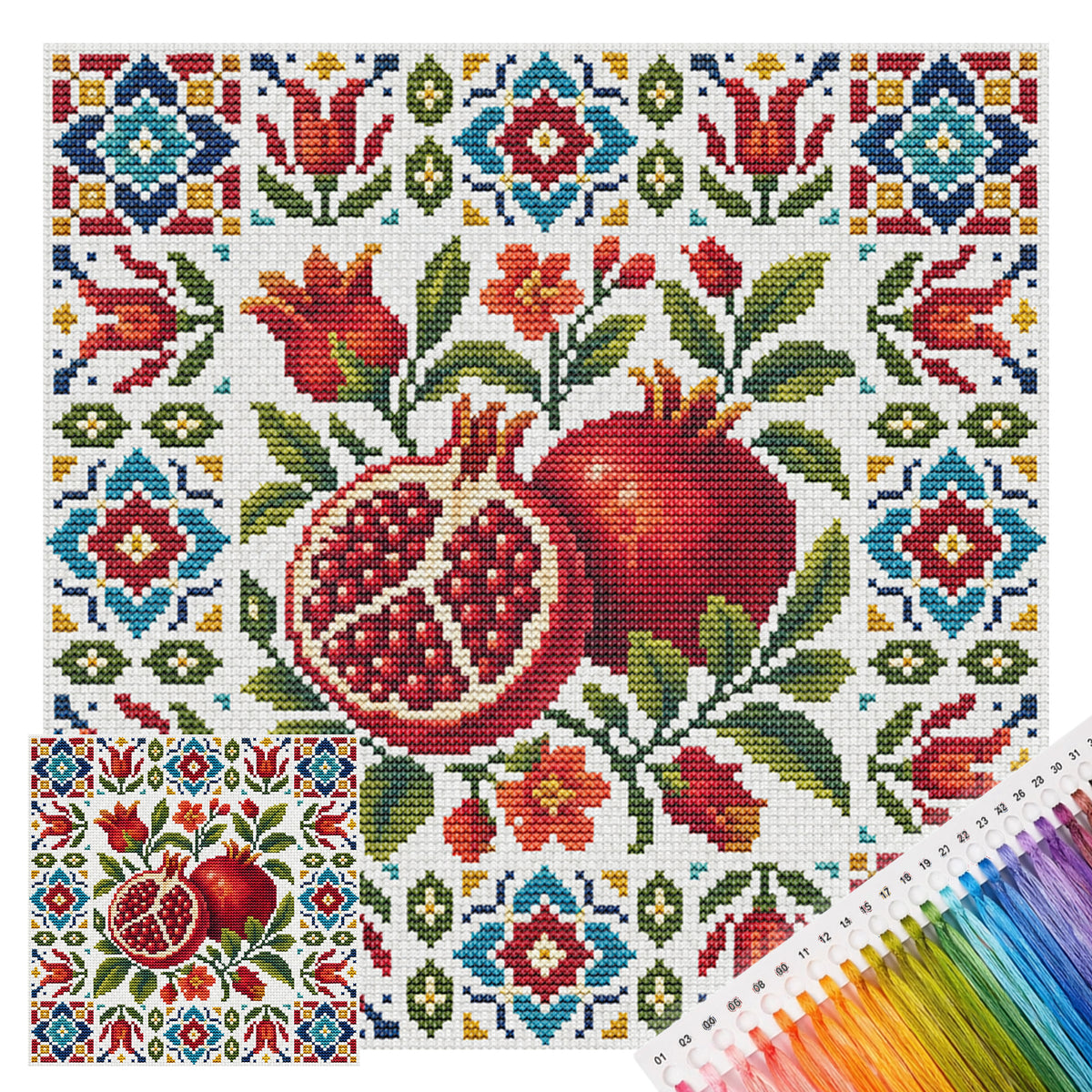 Fruit Treasure - Full 14CT Stamped Cross Stitch 26x26CM - Huacan