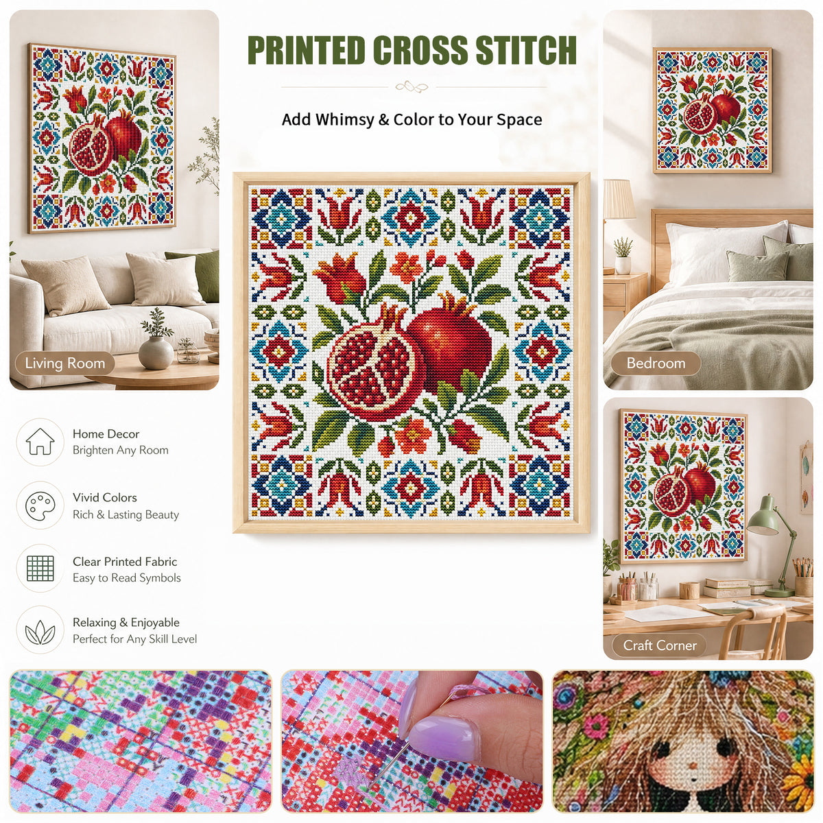 Fruit Treasure - Full 14CT Stamped Cross Stitch 26x26CM - Huacan