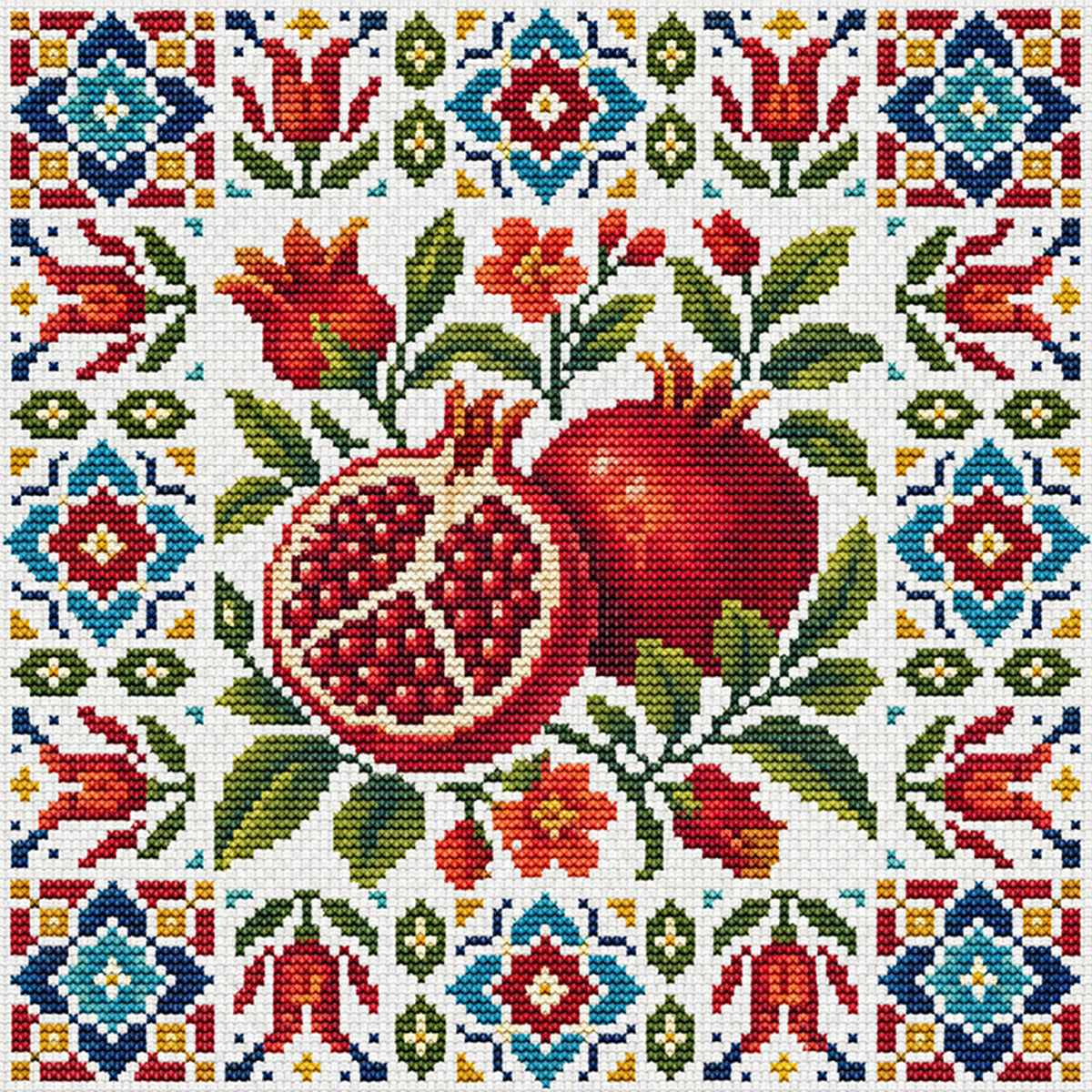 Fruit Treasure - Full 14CT Stamped Cross Stitch 26x26CM - Huacan