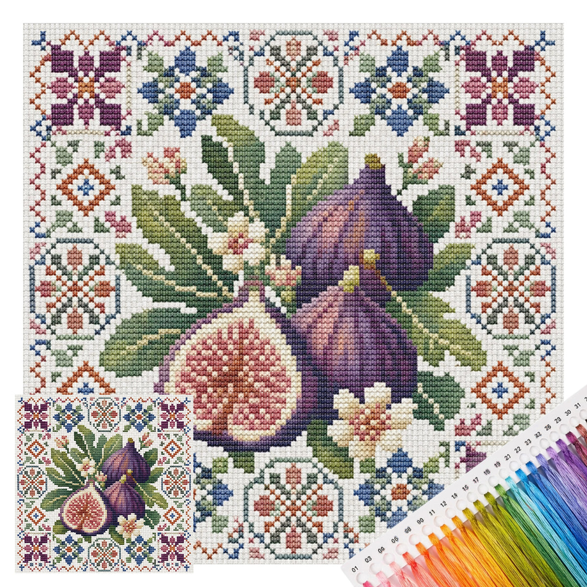 Fig Magic - Full 14CT Stamped Cross Stitch 26x26CM - Huacan