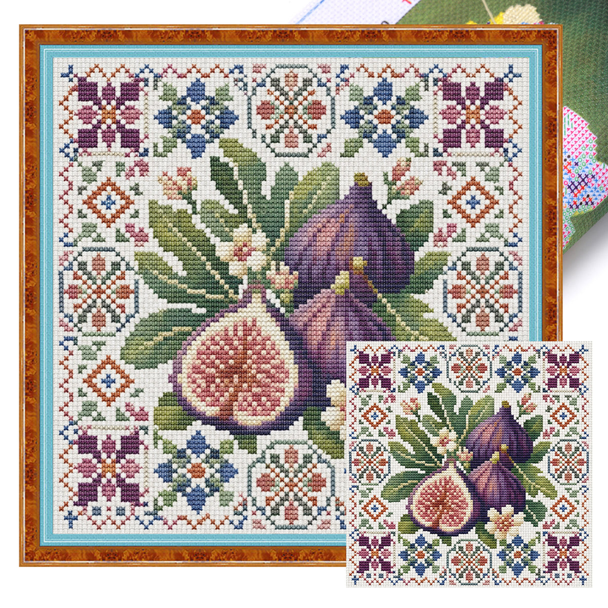 Fig Magic - Full 14CT Stamped Cross Stitch 26x26CM - Huacan