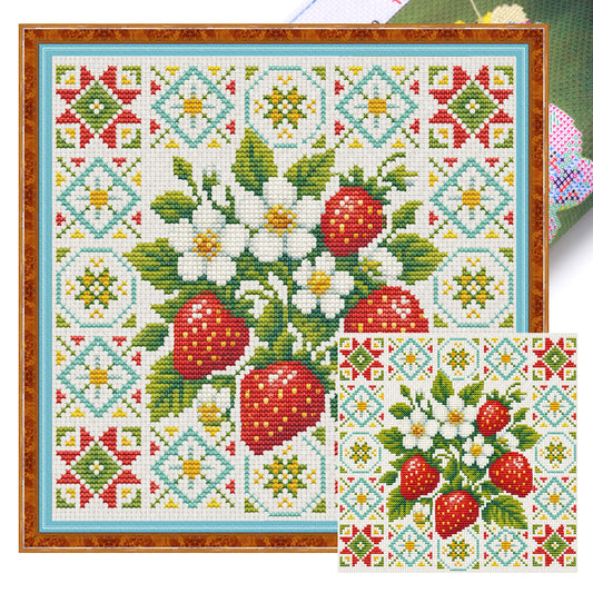 Berry Fresh - Full 14CT Stamped Cross Stitch 26x26CM - Huacan