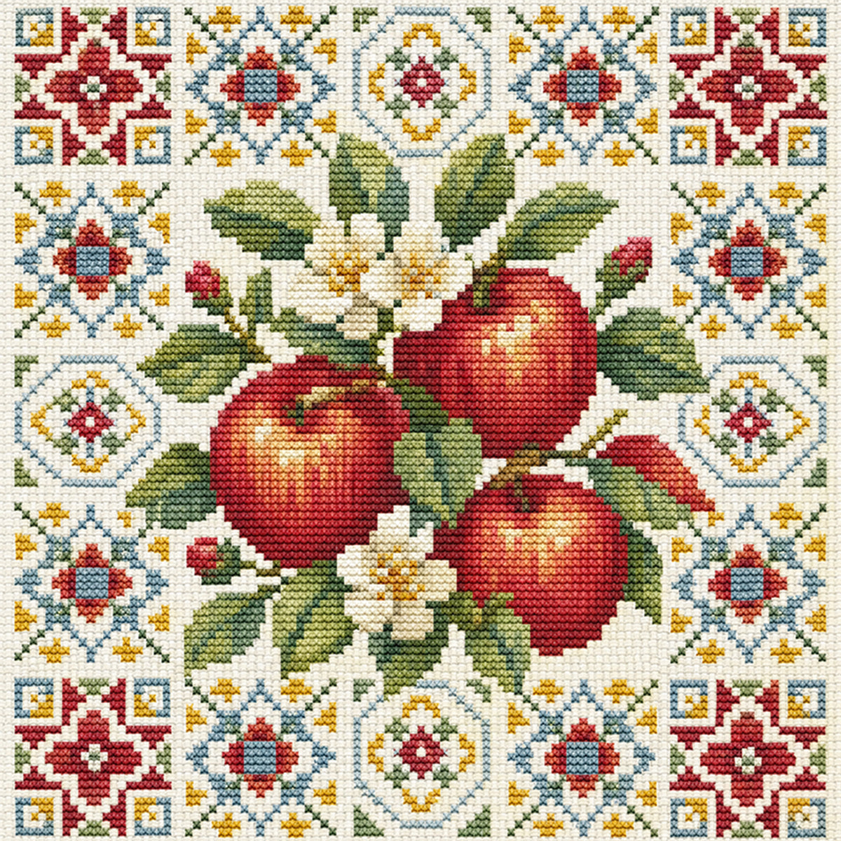 Red Apple - Full 14CT Stamped Cross Stitch 26x26CM - Huacan