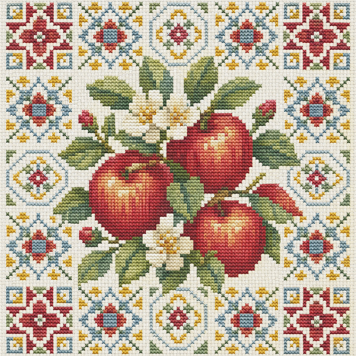 Red Apple - Full 14CT Stamped Cross Stitch 26x26CM - Huacan
