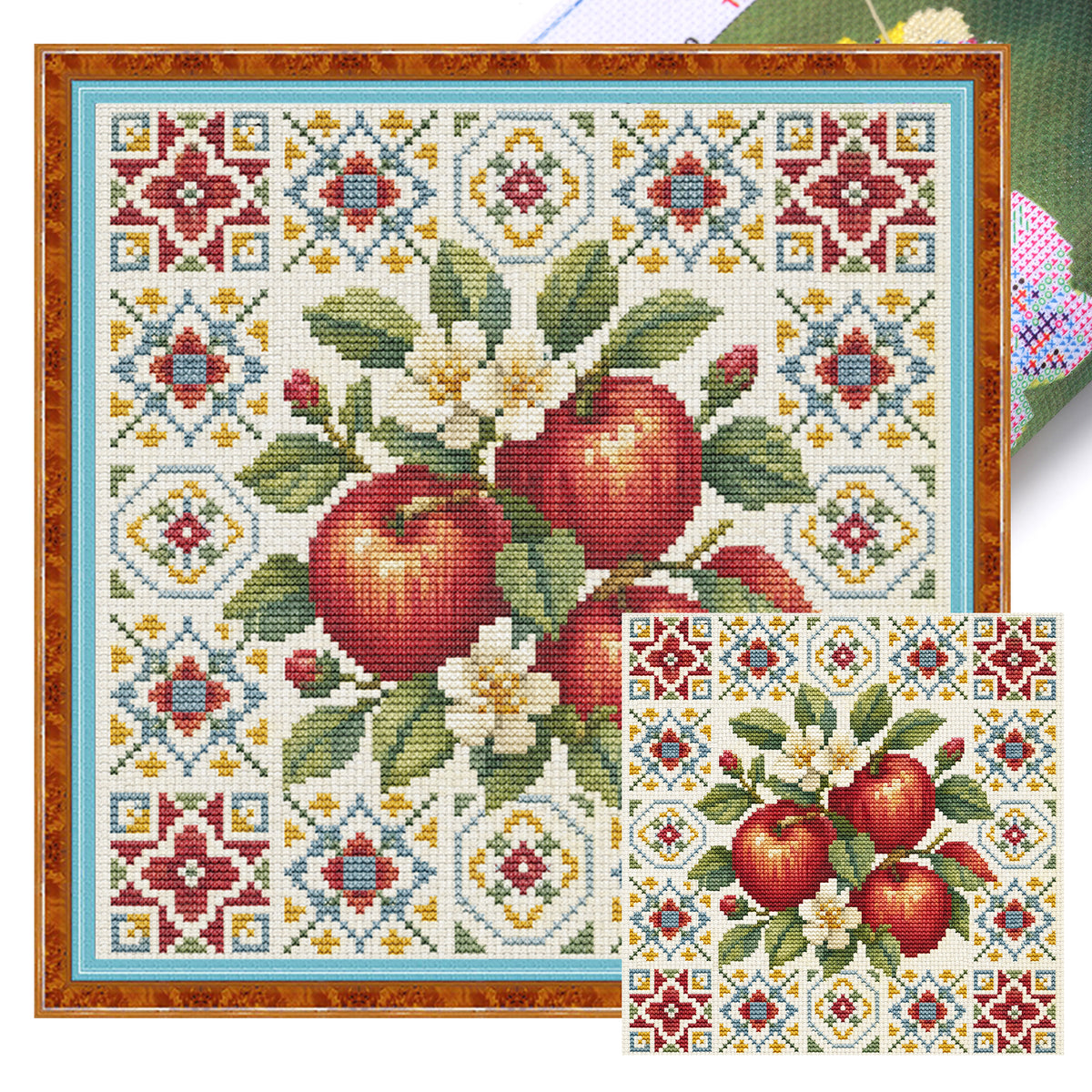 Red Apple - Full 14CT Stamped Cross Stitch 26x26CM - Huacan