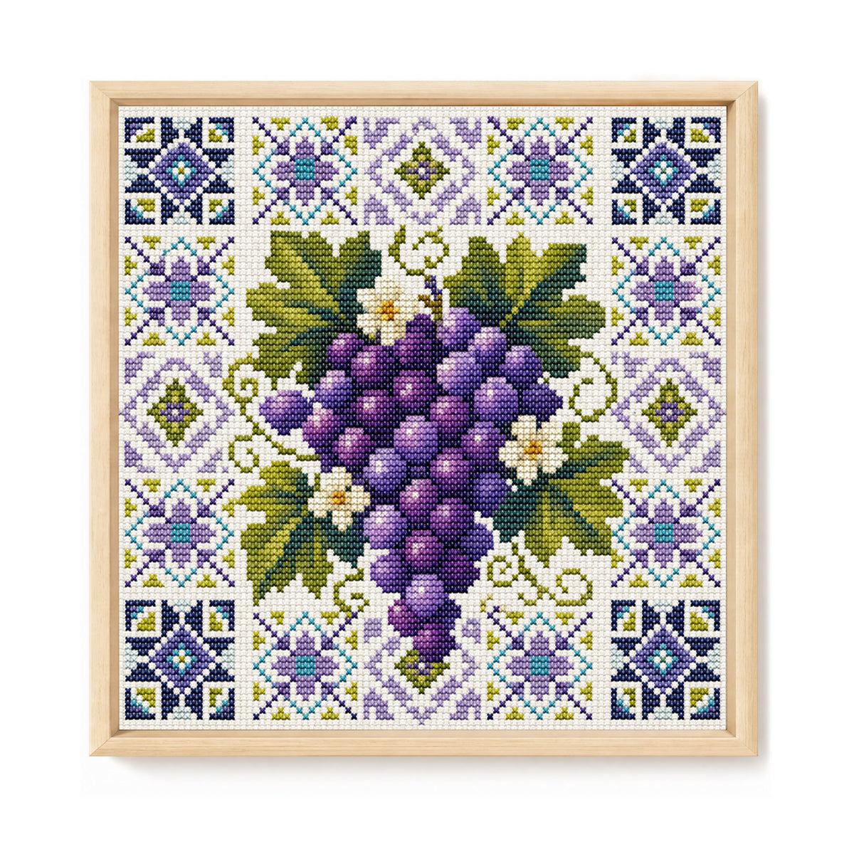 Grape Vine - Full 14CT Stamped Cross Stitch 26x26CM - Huacan