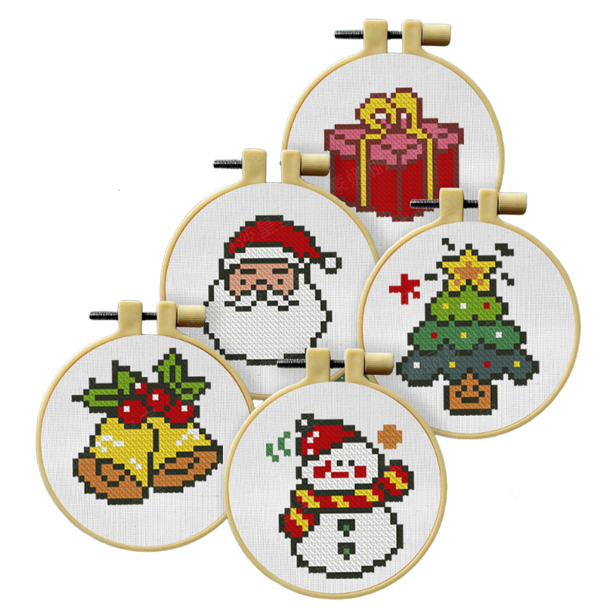 Christmas  Stitch DIY Keychain Kit 11CT 3-Strand Aida Fabric(5 pcs)