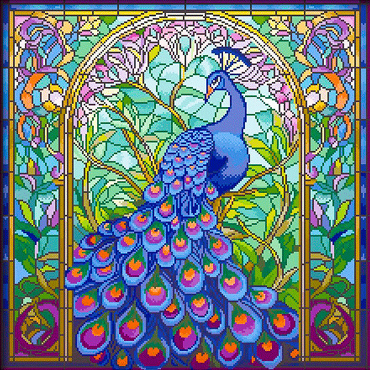 Pfau - Vollständiges 14CT Stempel-Kreuzstich-Set 54x54CM - Cherish