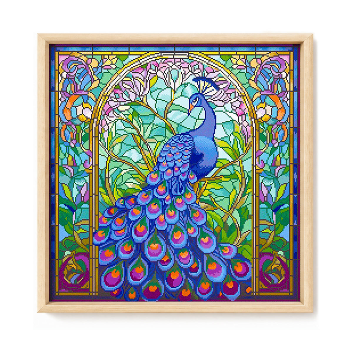 Pfau - Vollständiges 14CT Stempel-Kreuzstich-Set 54x54CM - Cherish