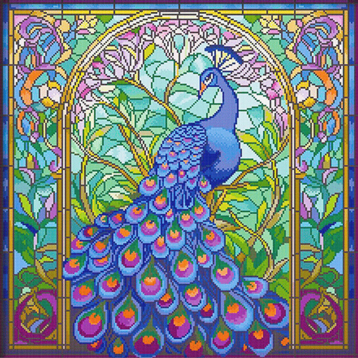 Pfau - Vollständiges 14CT Stempel-Kreuzstich-Set 54x54CM - Cherish