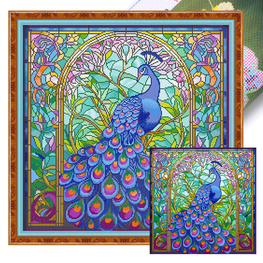 Pfau - Vollständiges 14CT Stempel-Kreuzstich-Set 54x54CM - Cherish